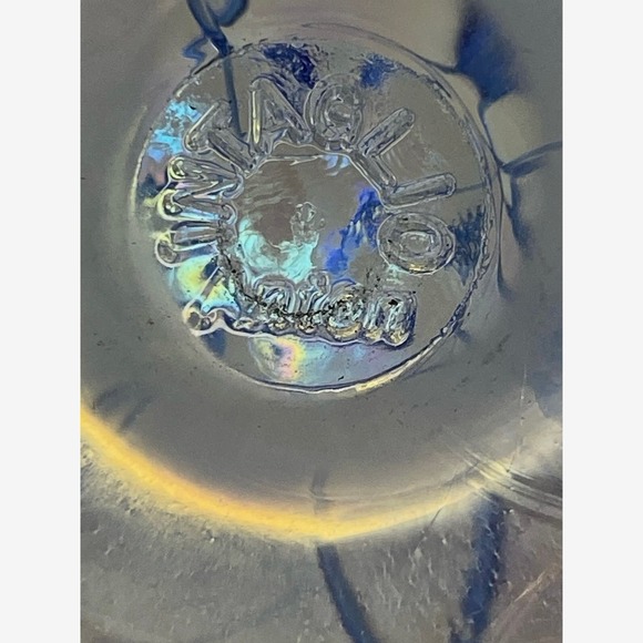 Anton Intaglio Art Glass Iridescent Blue & Clear Threaded Paperweight Signed - Picture 5 of 6